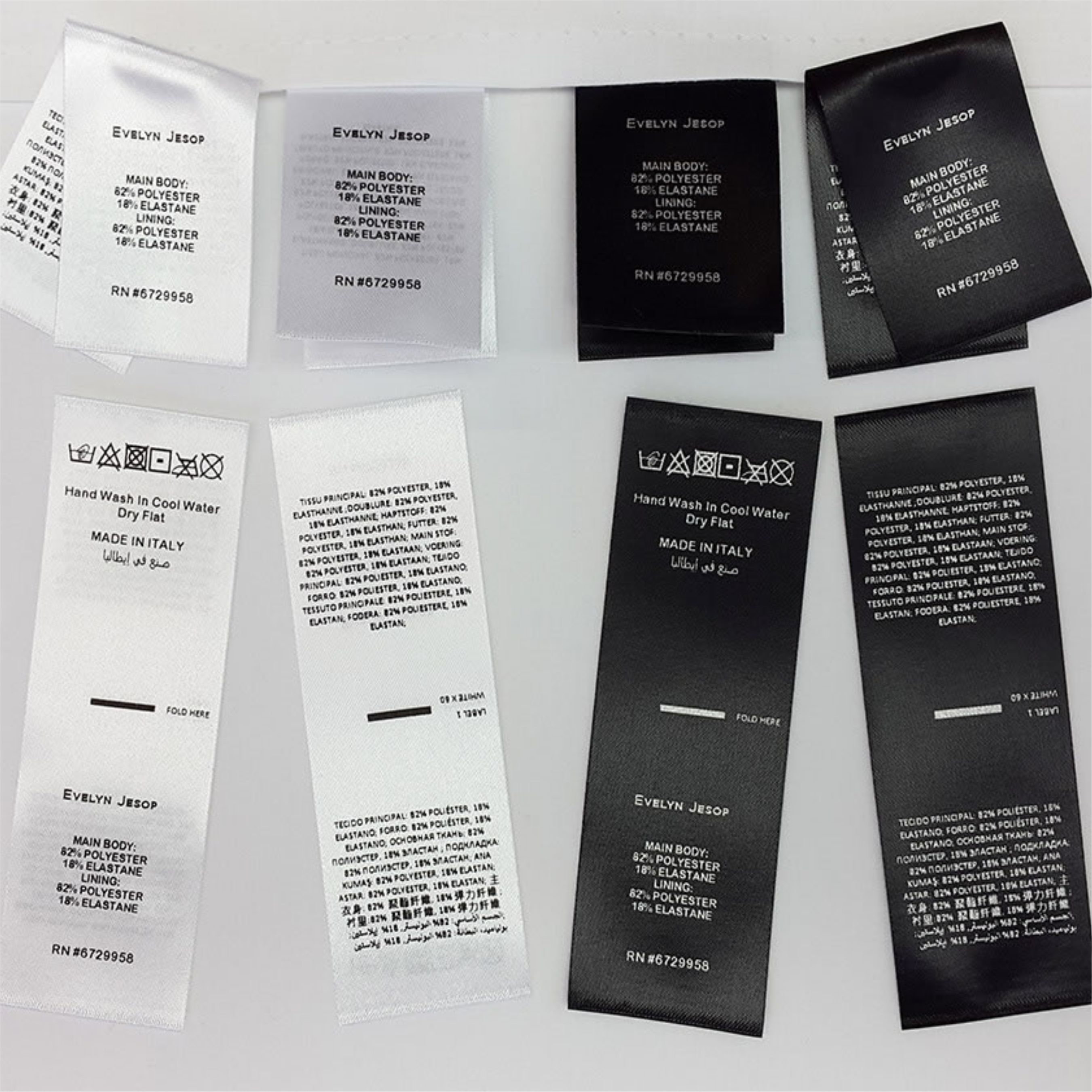 Taffeta / Satin Washcare Labels